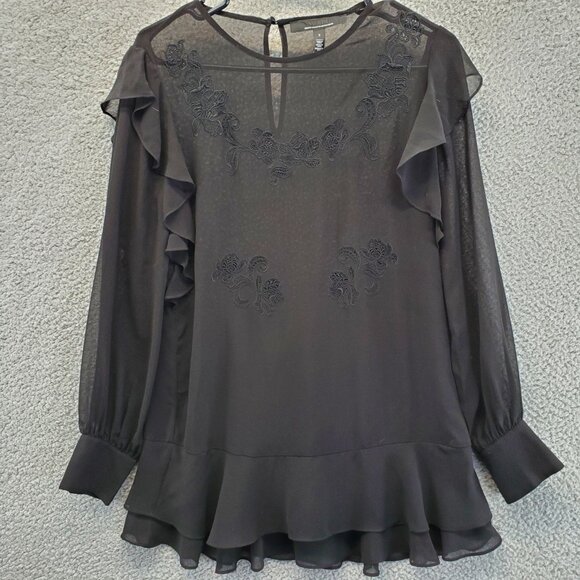 White House Black Market Appliqué Tunic Black - Picture 4 of 11